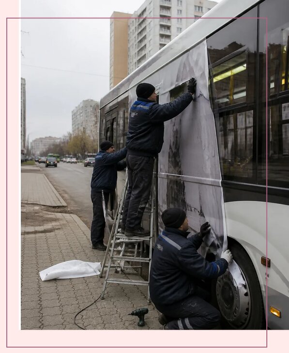 Изготовление и монтаж рекламы на автобусах в Кунгуре